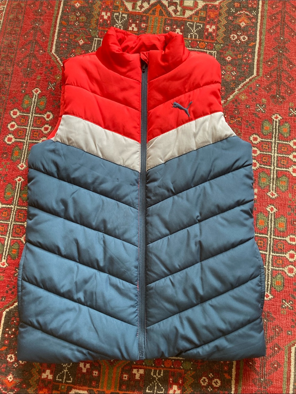 Puma Colorblock Puffer Vest - Red, Blue Gray Boys M (and women’s XS)